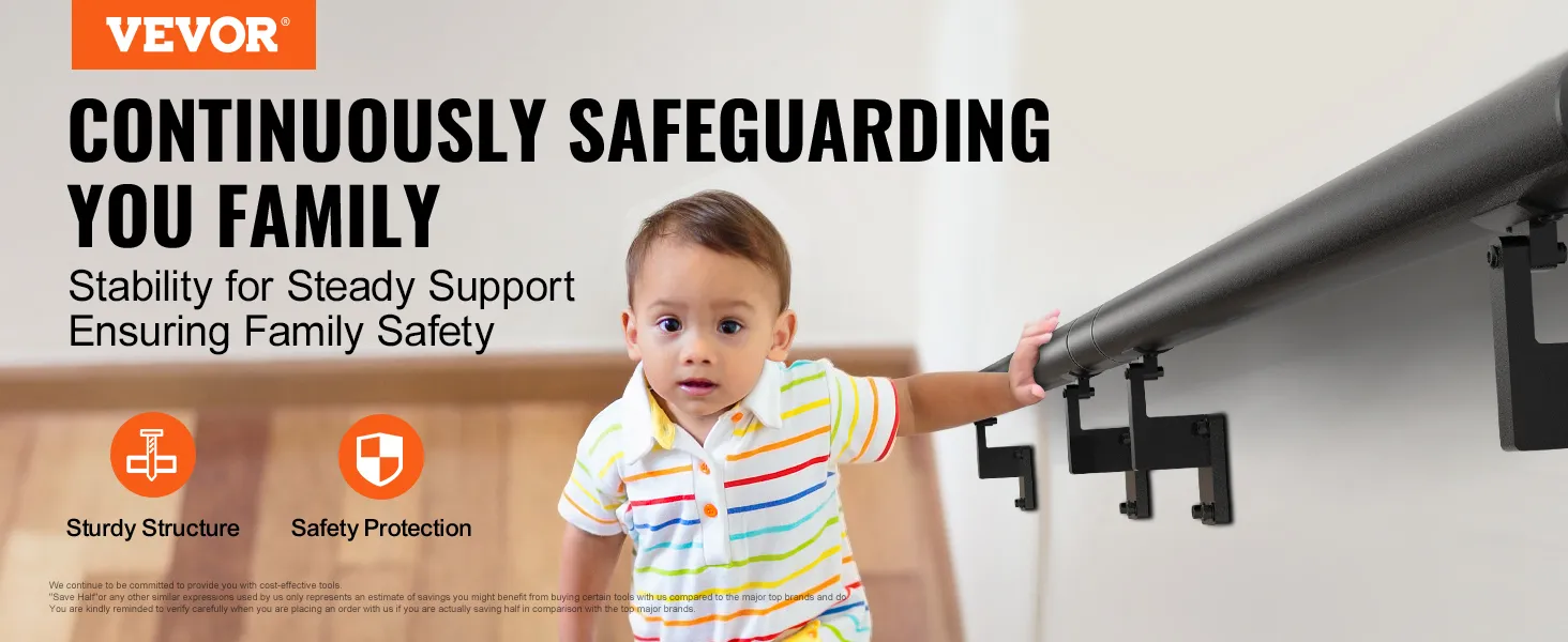 VEVOR indoor stair handrail ensuring family safety with sturdy structure and safety protection.
