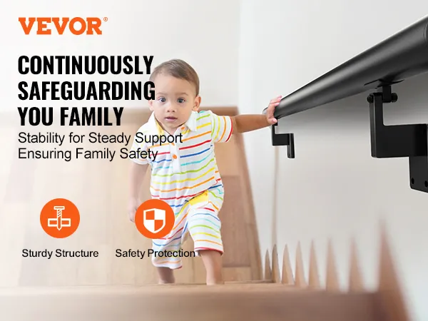 VEVOR handrail for stability and safety, sturdy structure highlighted in home setting.