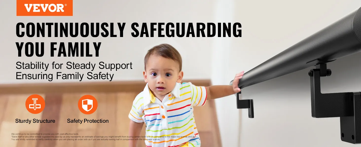VEVOR handrail for stability and safety, sturdy structure highlighted in home setting.