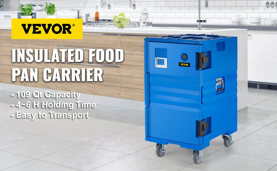 VEVOR Insulated Food Pan Carrier, 109 Qt Hot Box for Catering, LLDPE ...