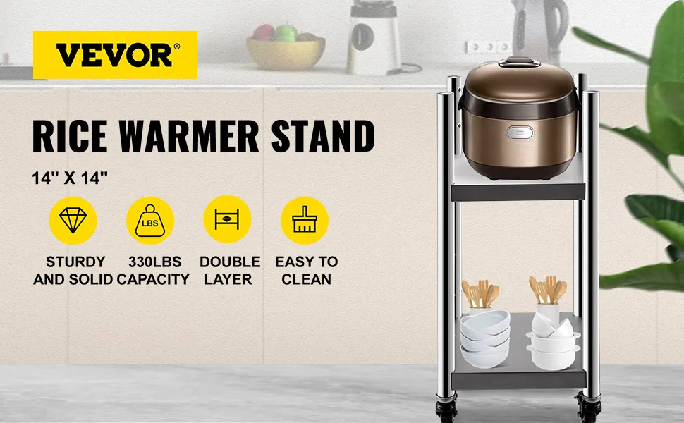 VEVOR rijstwarmerstandaard, 14"x14", stevig, capaciteit van 330 lbs, dubbele laag, gemakkelijk schoon te maken.