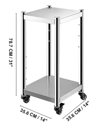 VEVOR rijstwarmerstandaard van roestvrij staal met wielen, 78,7 cm hoog, 35,6 cm breed.