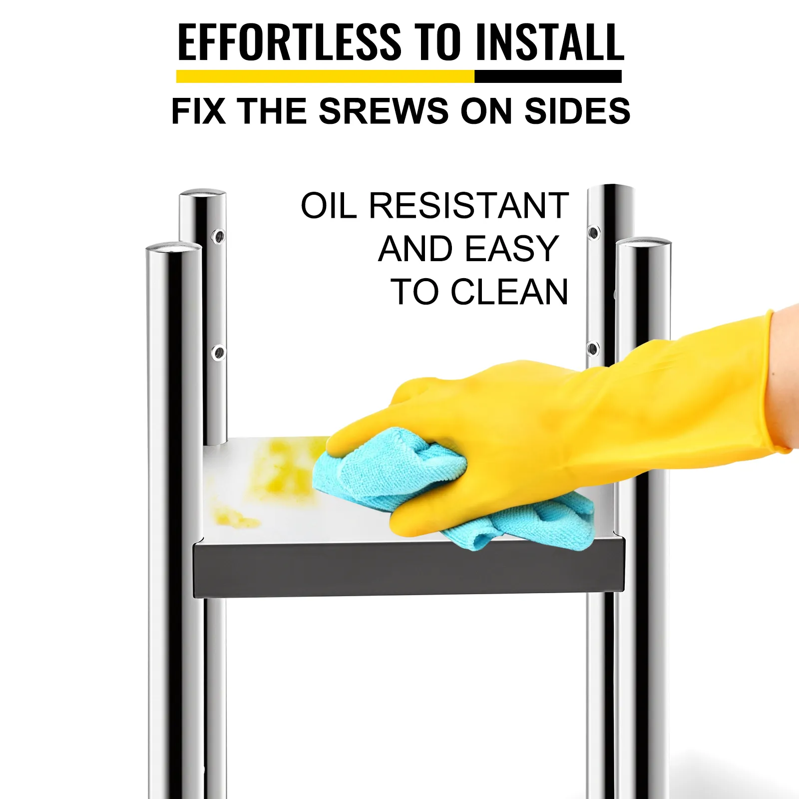 Moeiteloze installatie van de VEVOR rijstwarmerstandaard, eenvoudig schoon te maken en oliebestendig.