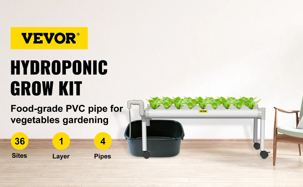 Kit de cultivo con sistema hidropónico VEVOR con 36 sitios, 1 capa y 4 tuberías. Perfecto para la horticultura.