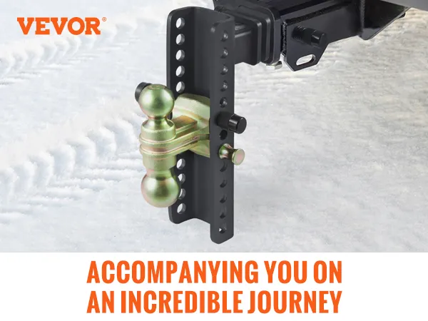 VEVOR adjustable trailer hitch, industrial-grade solid steel, fits 2-inch receiver, 14000 lbs capacity.