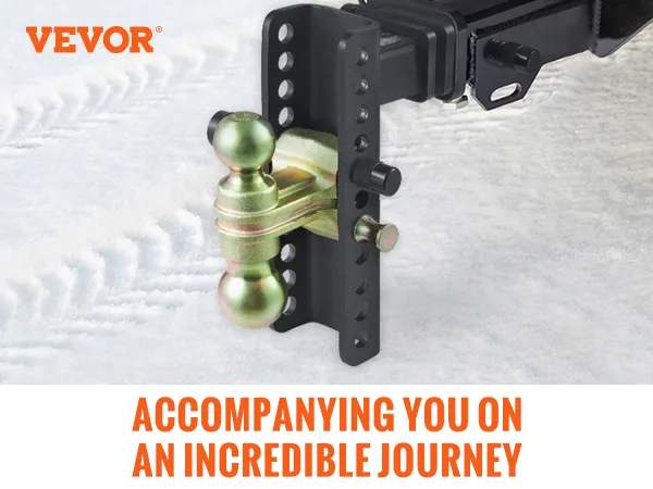 VEVOR adjustable trailer hitch, industrial-grade steel, 14000 lbs capacity, fits 2-inch trailer hitch receiver.