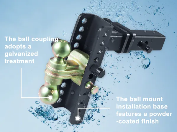 VEVOR adjustable trailer hitch with galvanized ball coupling and powder-coated mount, waterproof design.