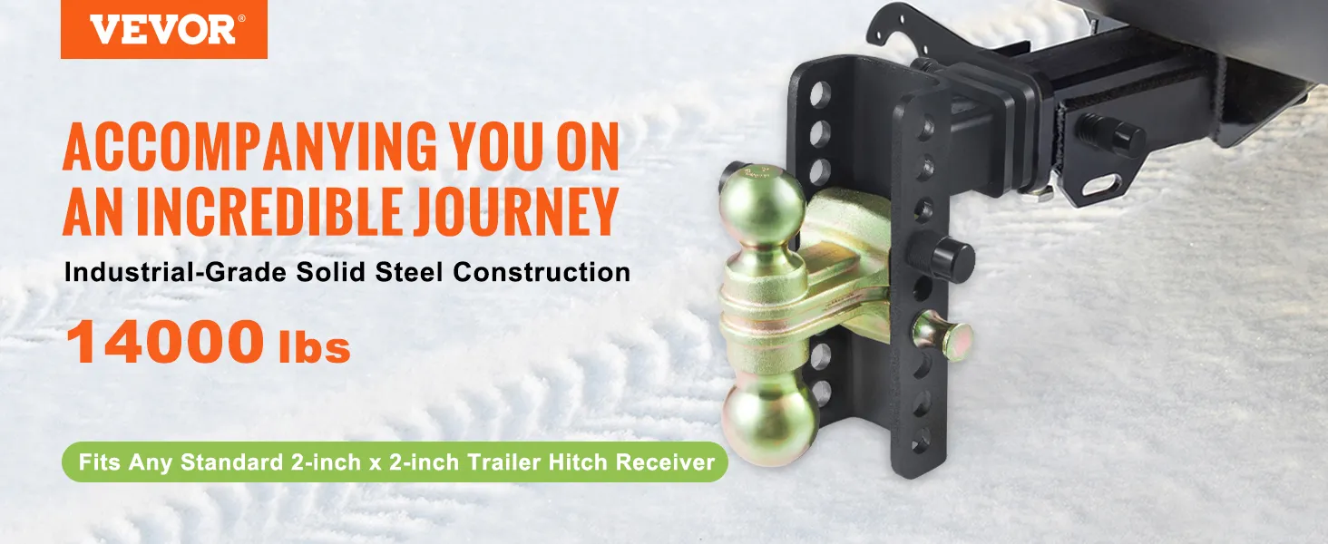 Verstelbare VEVOR-trekhaak met stevige stalen constructie, capaciteit van 14.000 lbs. Geschikt voor een 2-inch ontvanger.