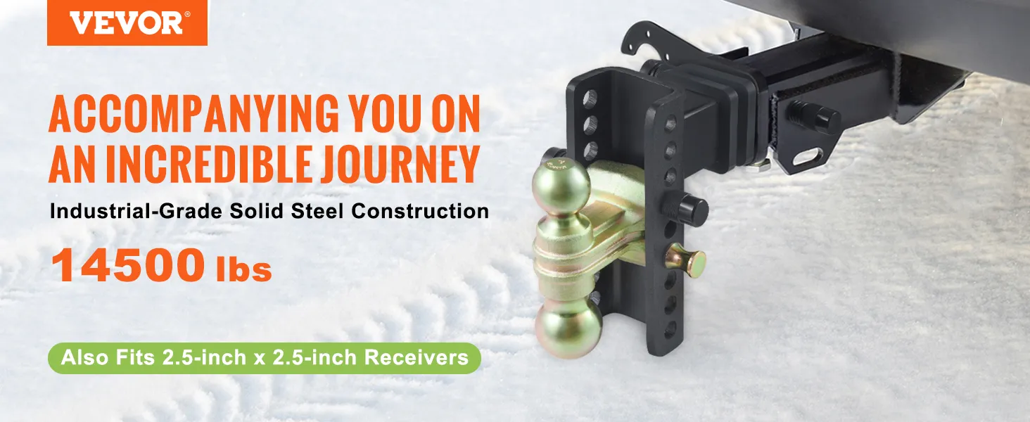 Verstelbare VEVOR-trekhaak, solide stalen constructie, ondersteunt 6600 kg en is geschikt voor 2,5-inch ontvangers.