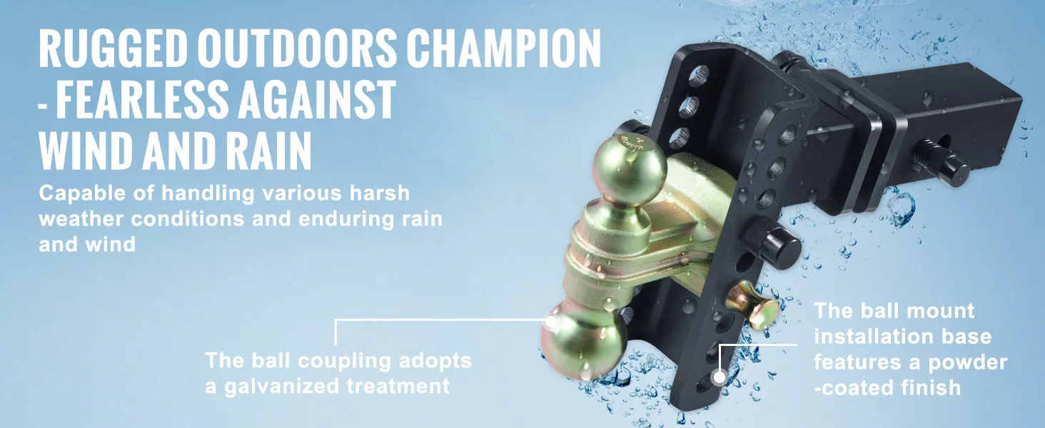 VEVOR verstelbare trekhaak, robuuste kampioen voor buiten, bestand tegen zware weersomstandigheden, met gegalvaniseerde kogelkoppeling.