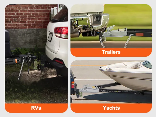 De verstelbare trekhaak van VEVOR is geschikt voor het trekken van campers, aanhangwagens en jachten en onderstreept de veelzijdigheid ervan.