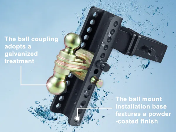 VEVOR adjustable trailer hitch with galvanized ball coupling and powder-coated mount, weatherproof.