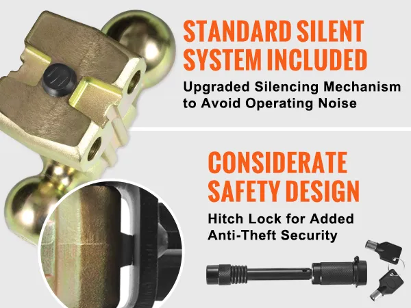 VEVOR adjustable trailer hitch with silent system and hitch lock for anti-theft security.