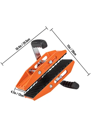 Pinzas de transporte de piedras VEVOR en color naranja, dimensiones: 26,5 x 12,9 x 28 cm, con asas acolchadas.