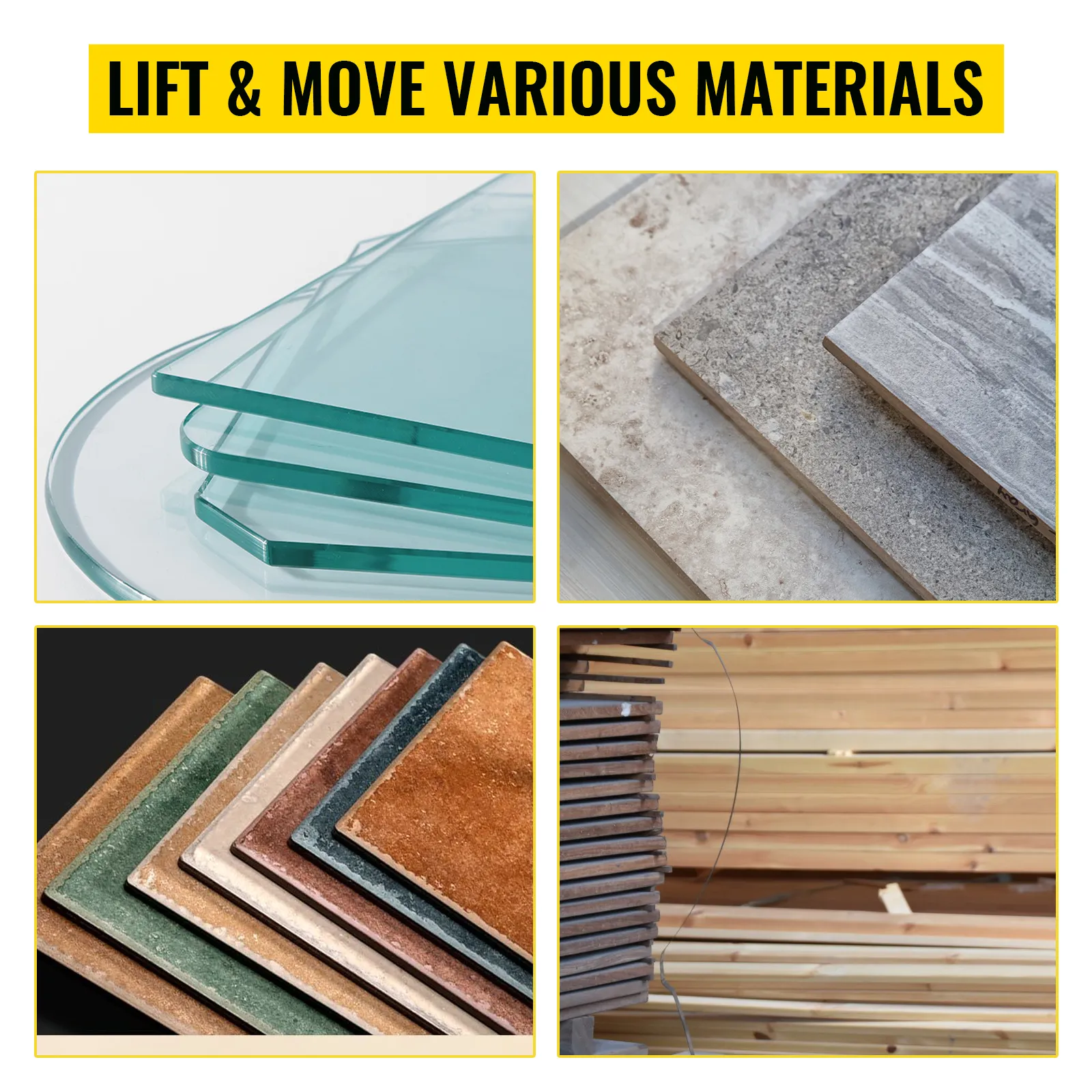 Levante materiales como vidrio, piedra, azulejos y madera fácilmente con las abrazaderas de transporte de piedras VEVOR.