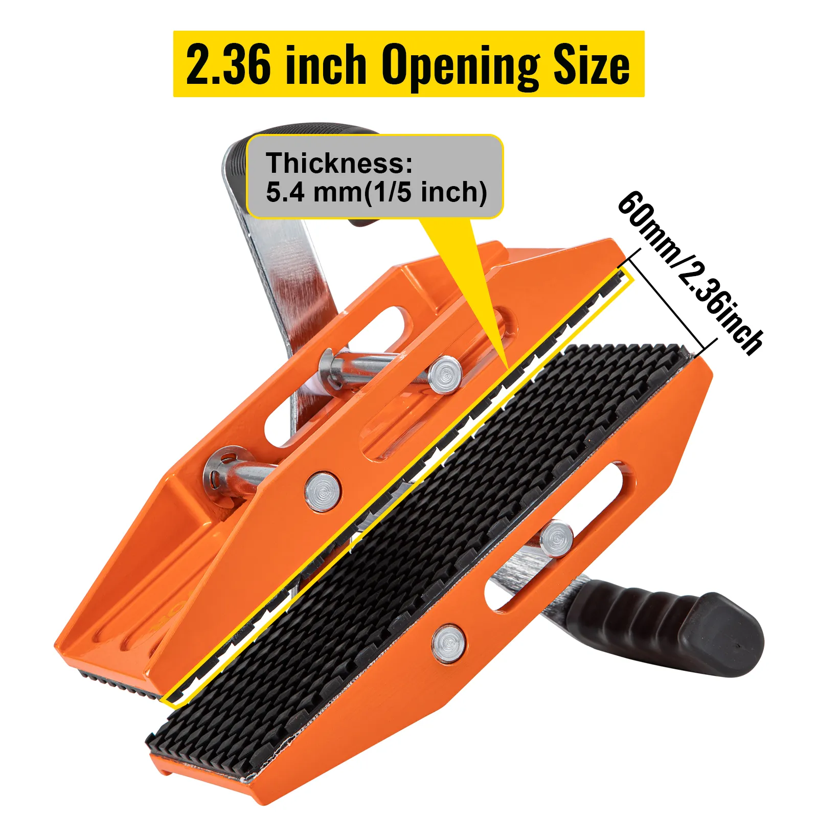 pomarańczowe narzędzie do podnoszenia granitu VEVOR z otworem o średnicy 2,36 cala i grubości 5,4 mm.