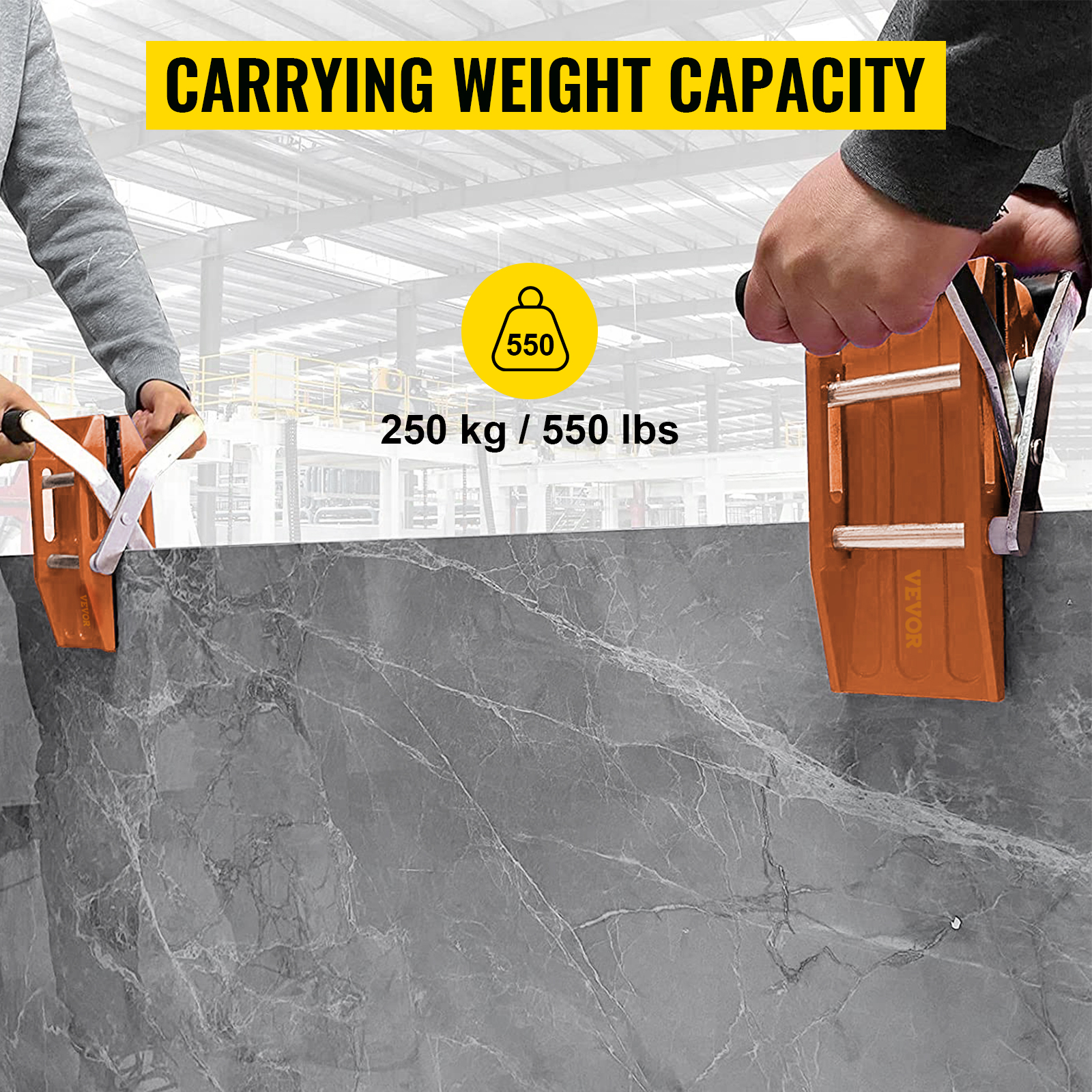 VEVOR 2 PCS Double Handed Stone Carrying Clamps, 2.36 inch (60mm