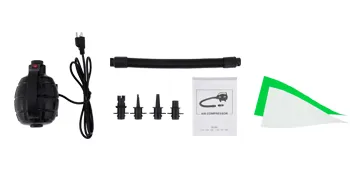 VEVOR inflatable water trampoline accessories including pump, hose, nozzles, and patch kit.