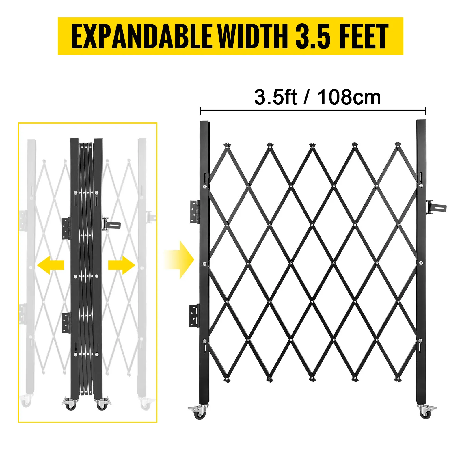 Puerta de seguridad plegable VEVOR con ancho expandible de 3,5 pies, 108 cm.