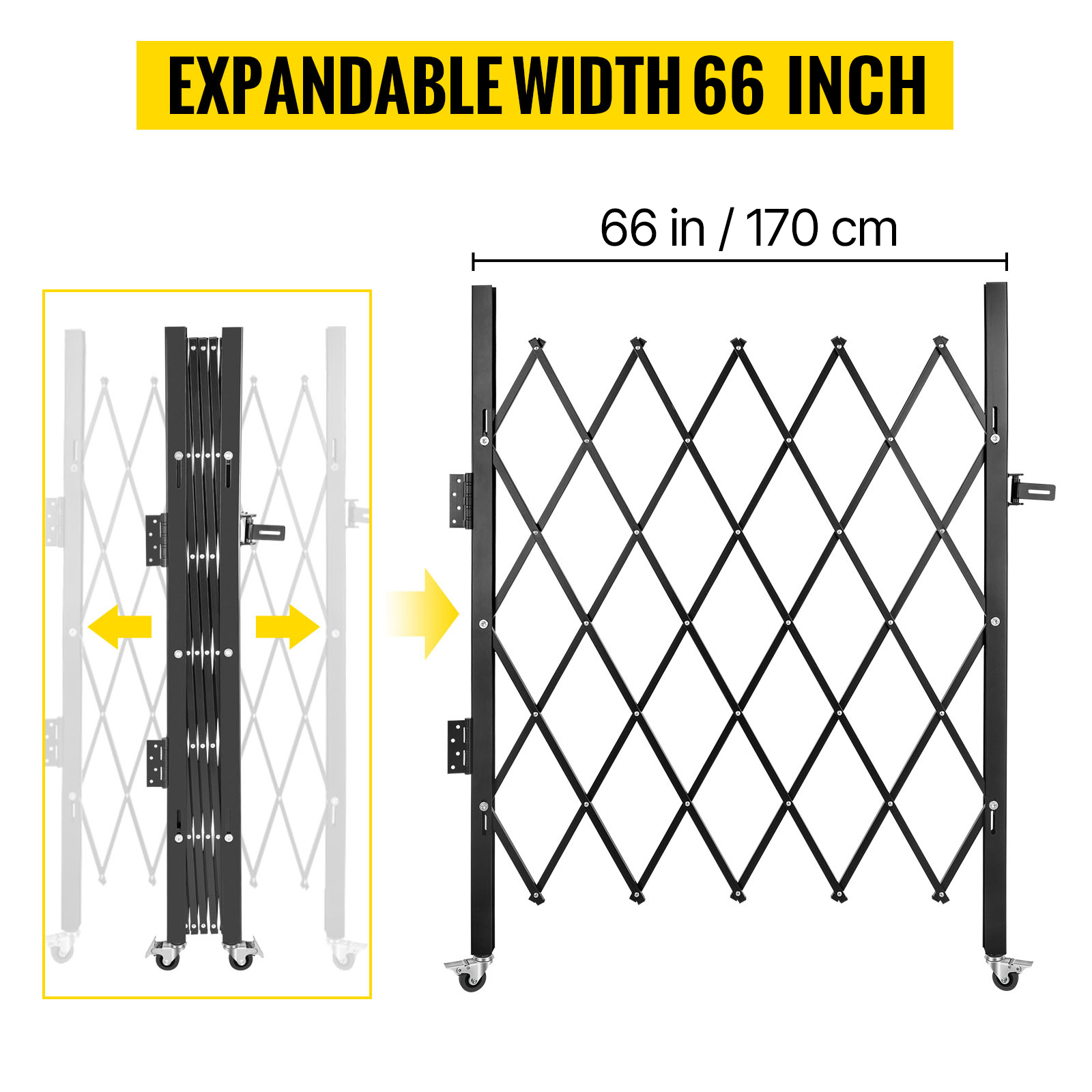 Barrière Sécurité Extensible Pliante Simple,VEVOR 2,4 M H X2,16mL - 6