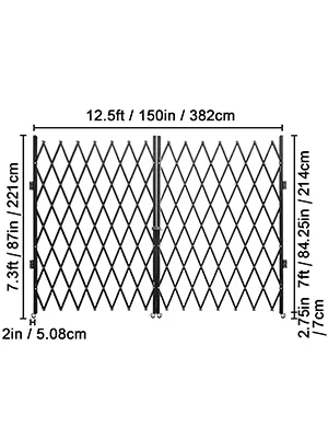 VEVOR Double Folding Security Gate, 7.1' H X 12.5' W Folding Door Gate Steel Accordion Security Gate Flexible Expanding Security Gate 360 Rolling Barricade Gate Scissor Gate Or Door