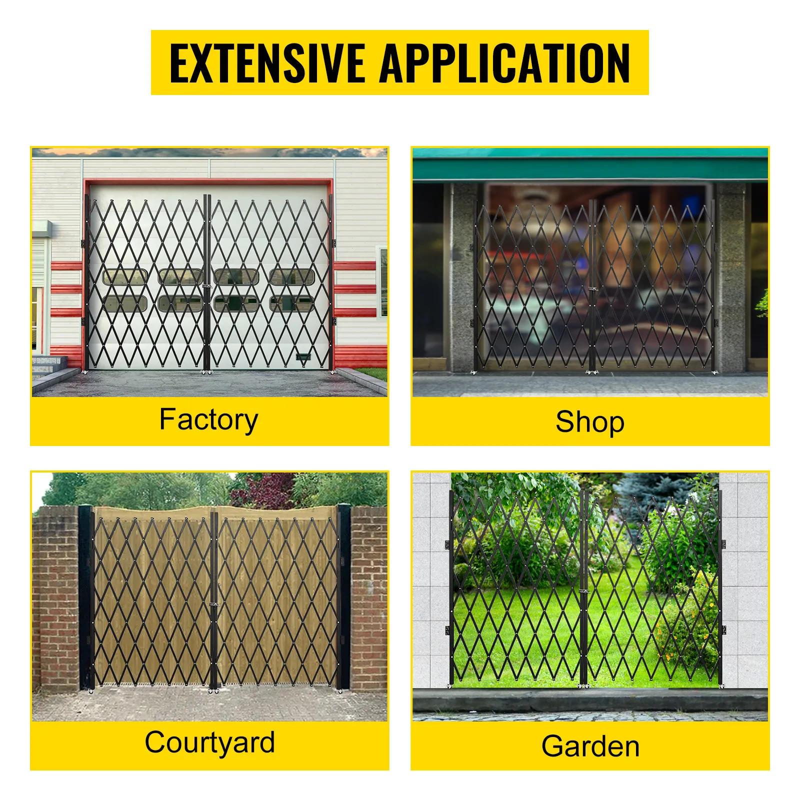 Puerta de seguridad VEVOR para aplicaciones de fábrica, tienda, patio y jardín.