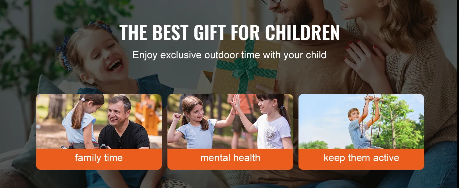 best gift for children with VEVOR zip line kit. promote family time, mental health, and keep them active.