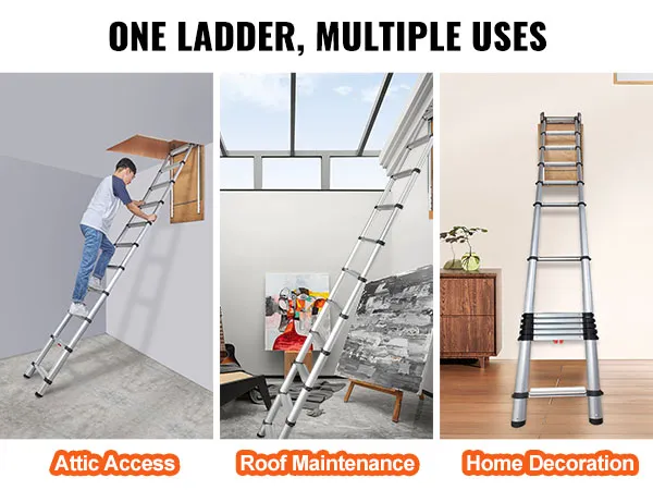 one ladder, multiple uses; VEVOR attic ladder for attic access, roof maintenance, and home decoration.