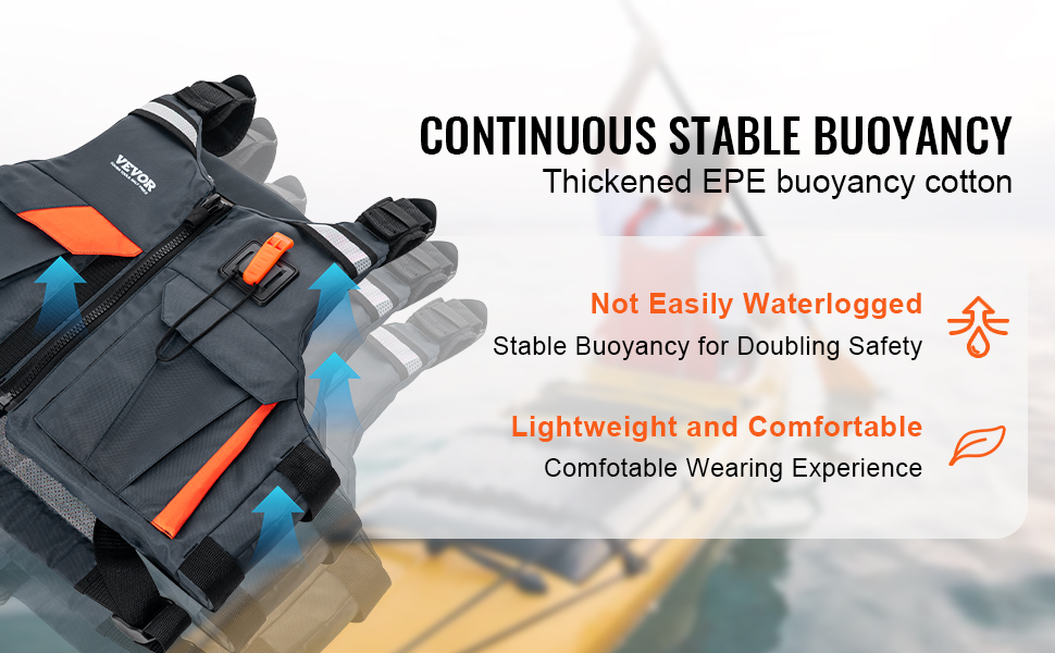 VEVOR Life Vest for Watersports (PFD), Life Jacket with Waterproof