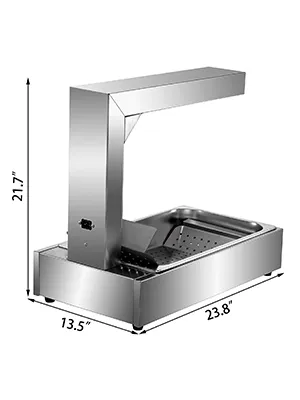 Calentador de papas fritas VEVOR de acero inoxidable con dimensiones 21,7" x 13,5" x 23,8".