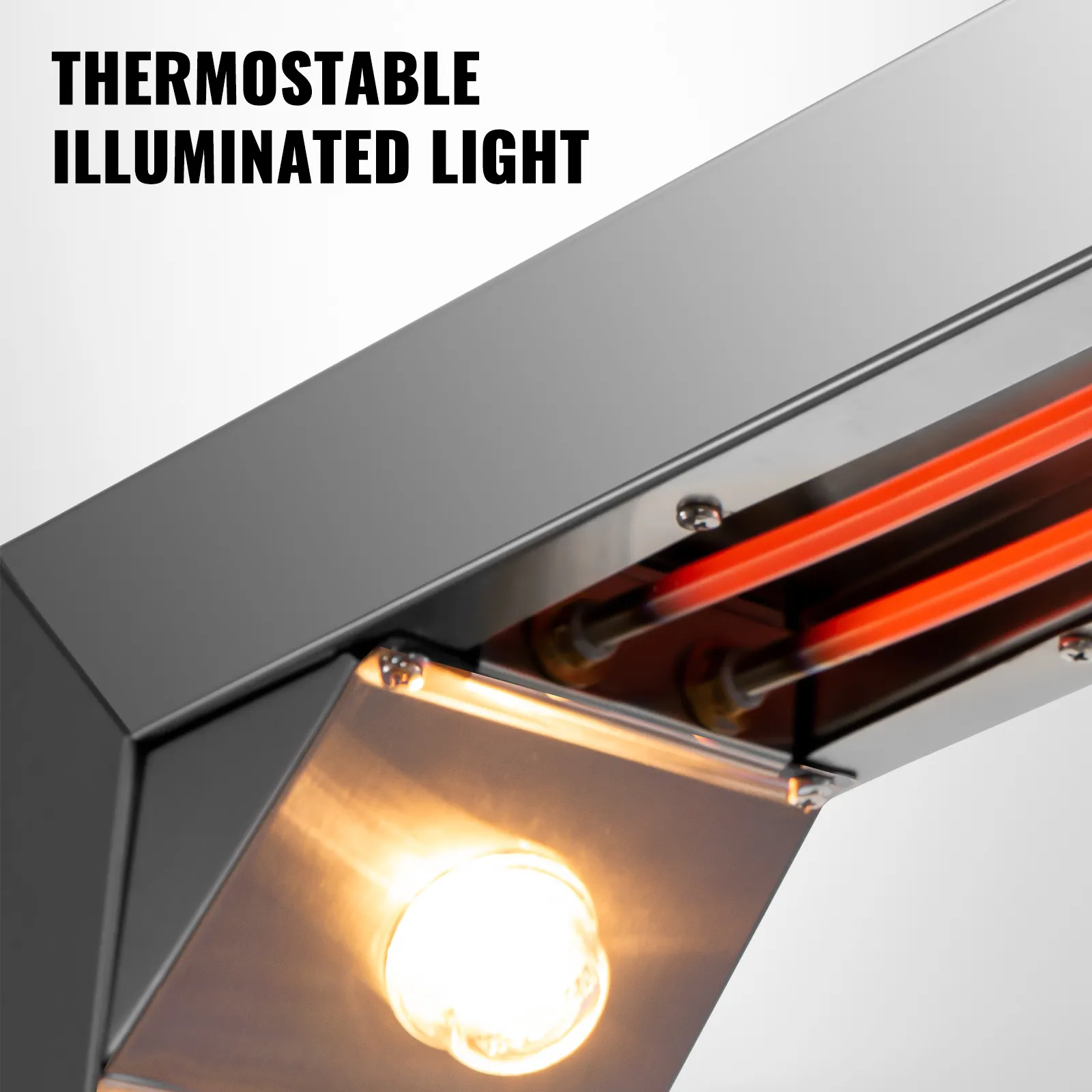 Calentador de patatas fritas VEVOR con luz termoestable iluminada para un calentamiento eficaz.