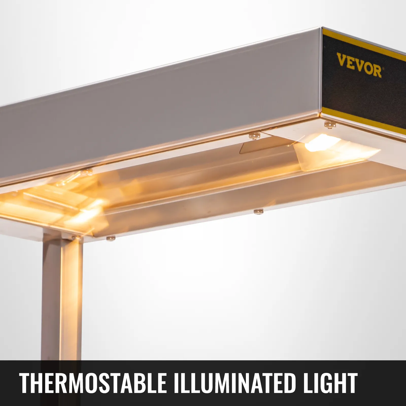 Calentador de alimentos para patatas fritas VEVOR con luz iluminada termoestable.