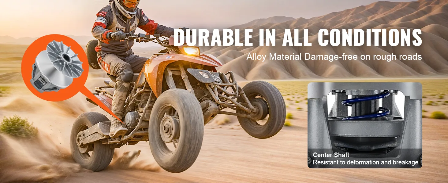 atv rider demonstrating the durability of the VEVOR primary drive clutch on rugged terrain.