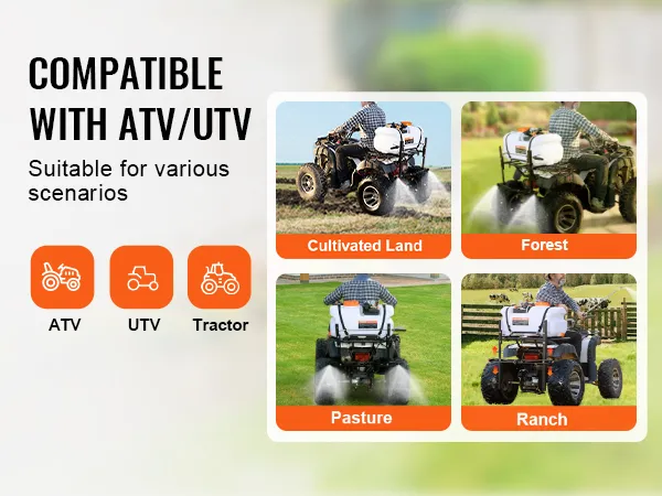VEVOR ATV-Punktsprüher, kompatibel mit ATV/UTV, ideal für Ackerland, Wald, Weide und Ranch.
