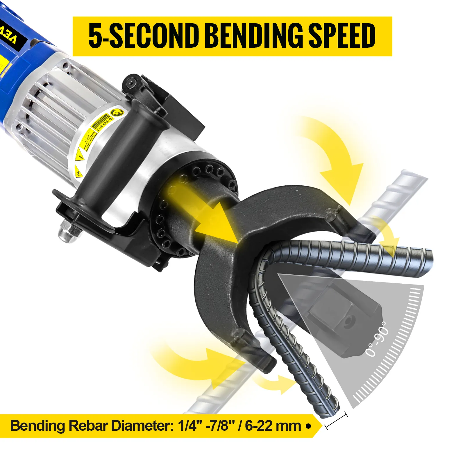 Dobladora de varillas de refuerzo eléctrica VEVOR con velocidad de doblado de 5 segundos para varillas de acero de 1/4" a 7/8".