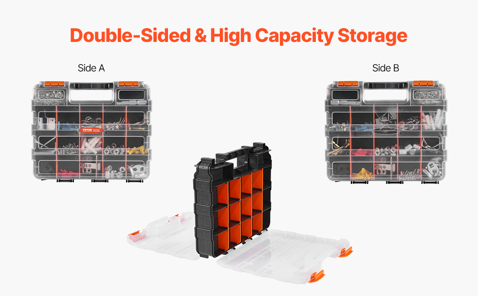 VEVOR Double Sided Organiser - 34-Compartment, PP Tool Box