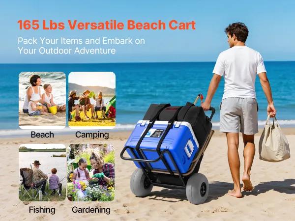VEVOR beach dolly - 165 lbs versatile cart ideal for beach, camping, fishing, and gardening activities.