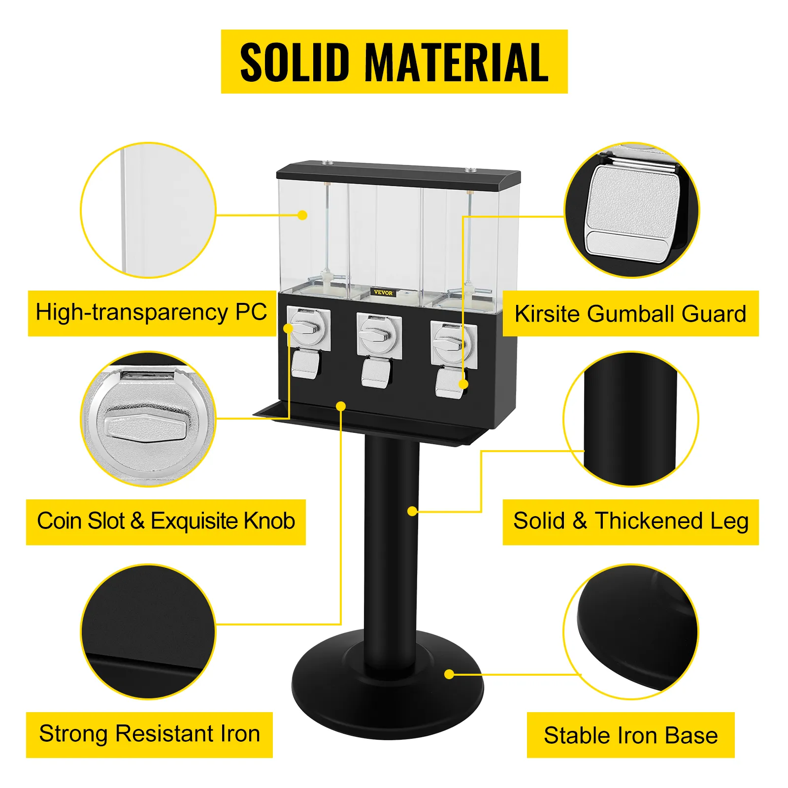Máquina expendedora de chicles VEVOR con PC de alta transparencia, protector Kirsitie y base de hierro.