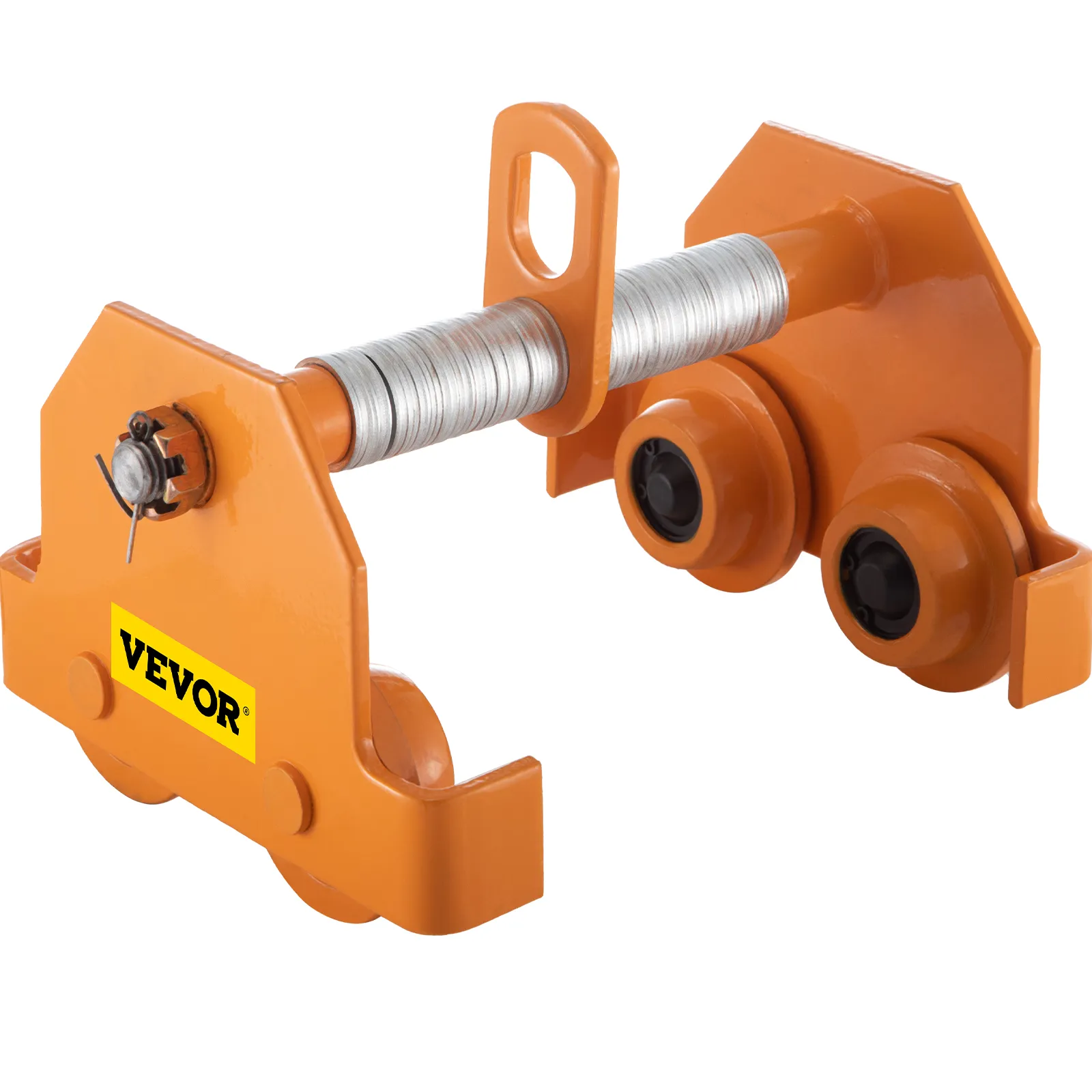 VEVOR manual trolley with orange frame and steel rod, featuring sturdy dual wheels.