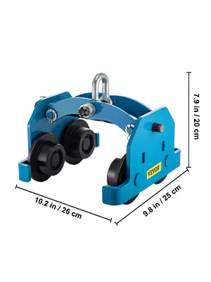 Carro manual VEVOR azul con medidas: 26 cm x 25 cm x 20 cm.