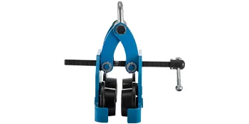 Carro manual VEVOR azul con ruedas dobles negras y tornillos ajustables.