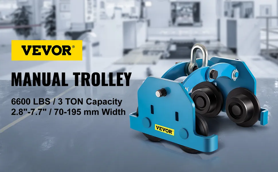 Carro manual VEVOR, capacidad de 6600 lbs / 3 toneladas, 70-195 mm de ancho.