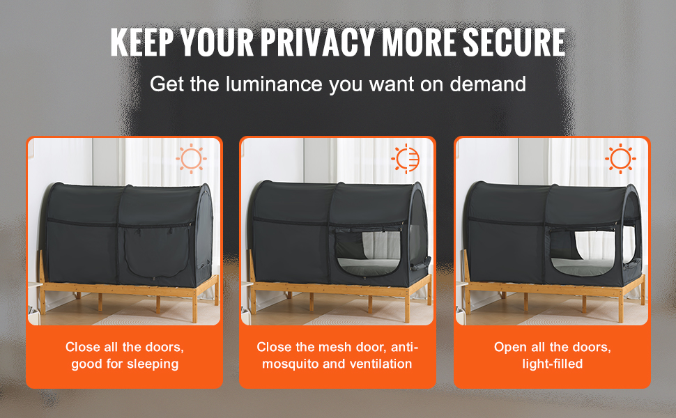 VEVOR Bed Tent, Pongee Fabric, 4 Doors Breathable Dream Tent