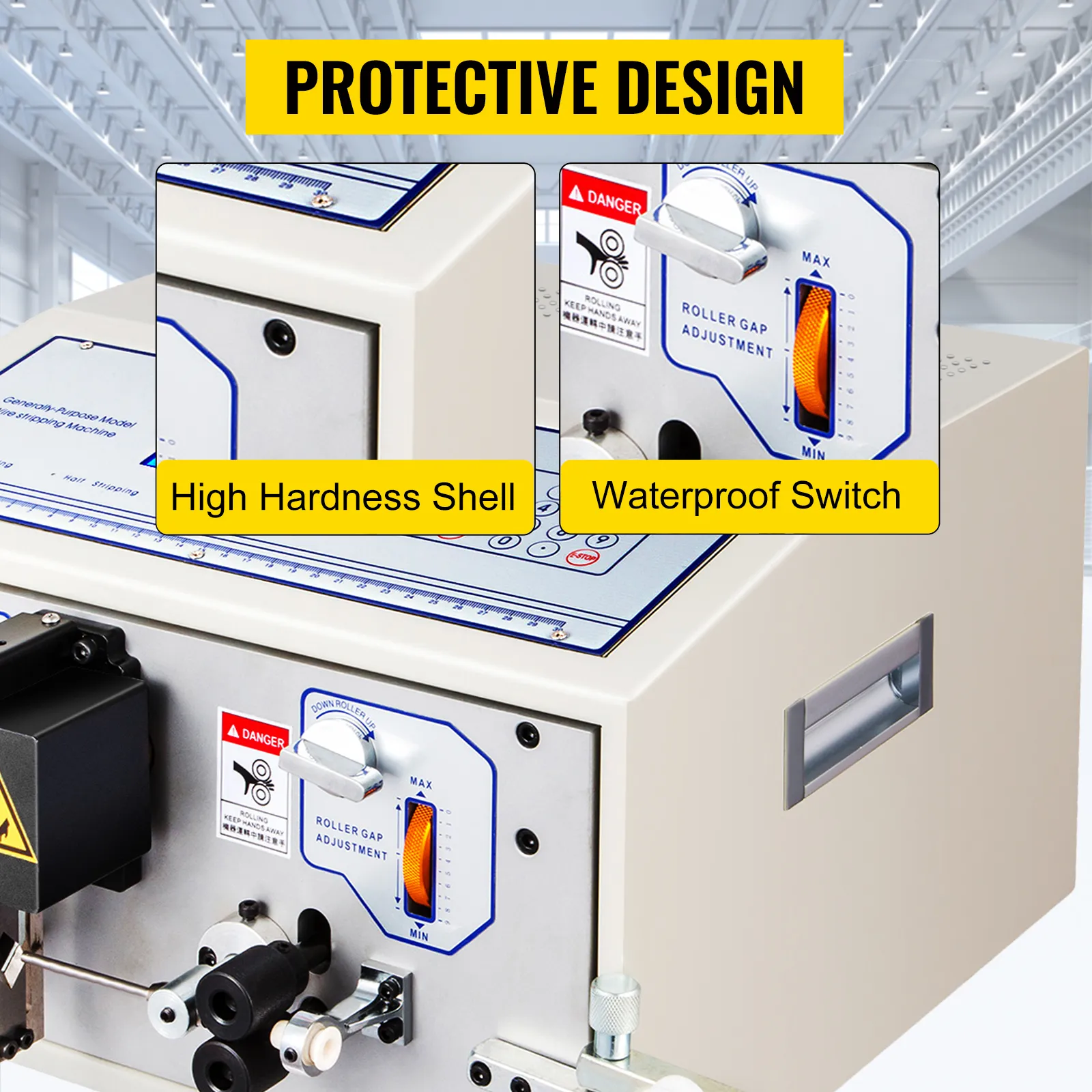 Máquina peladora de cables VEVOR con carcasa de alta dureza e interruptor a prueba de agua.