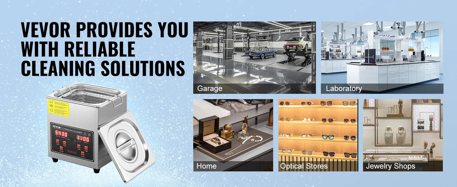 El limpiador ultrasónico VEVOR ofrece soluciones de limpieza confiables para garajes, laboratorios, hogares, ópticas y joyerías.