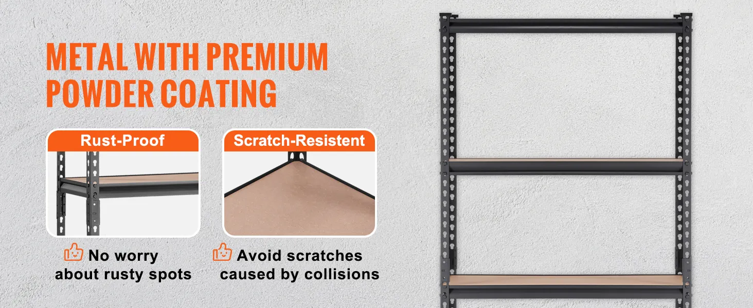 metal VEVOR garage shelving unit with premium powder coating, rust-proof and scratch-resistant features.
