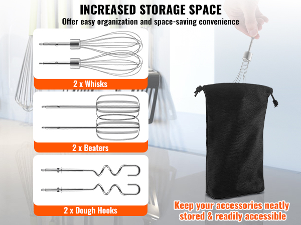 VEVOR Digital Electric Hand Mixer, 5-Speed, 200W Portable