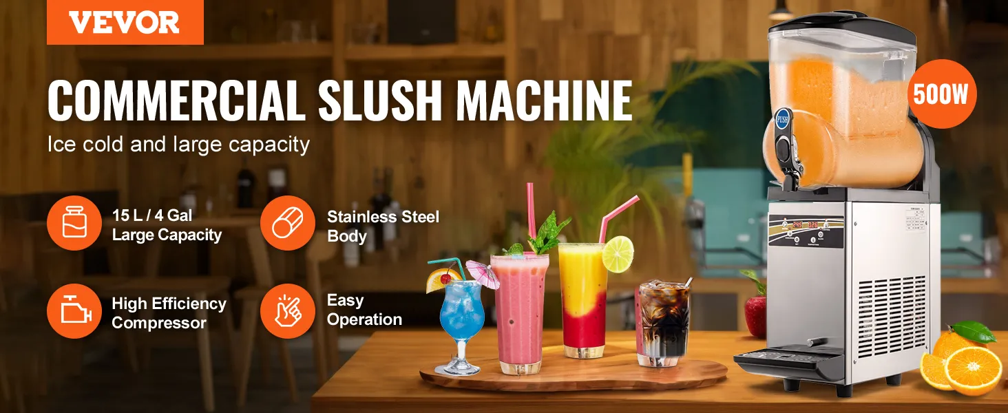 Máquina de margaritas VEVOR con gran capacidad y cuerpo de acero inoxidable, 500w.
