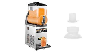 Máquina de margaritas VEVOR con bebida helada de naranja y un recipiente transparente.