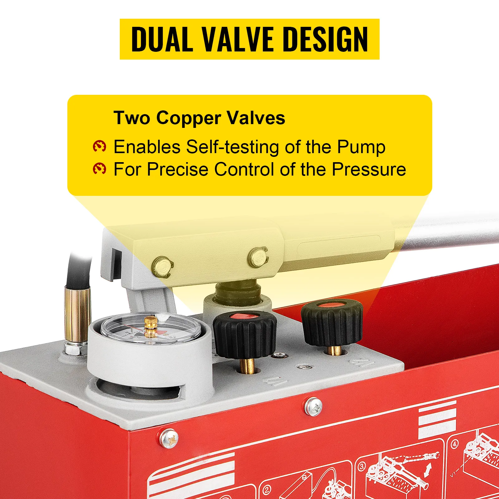 VEVOR hydrostatic pressure test pump with dual copper valve design for precise control.